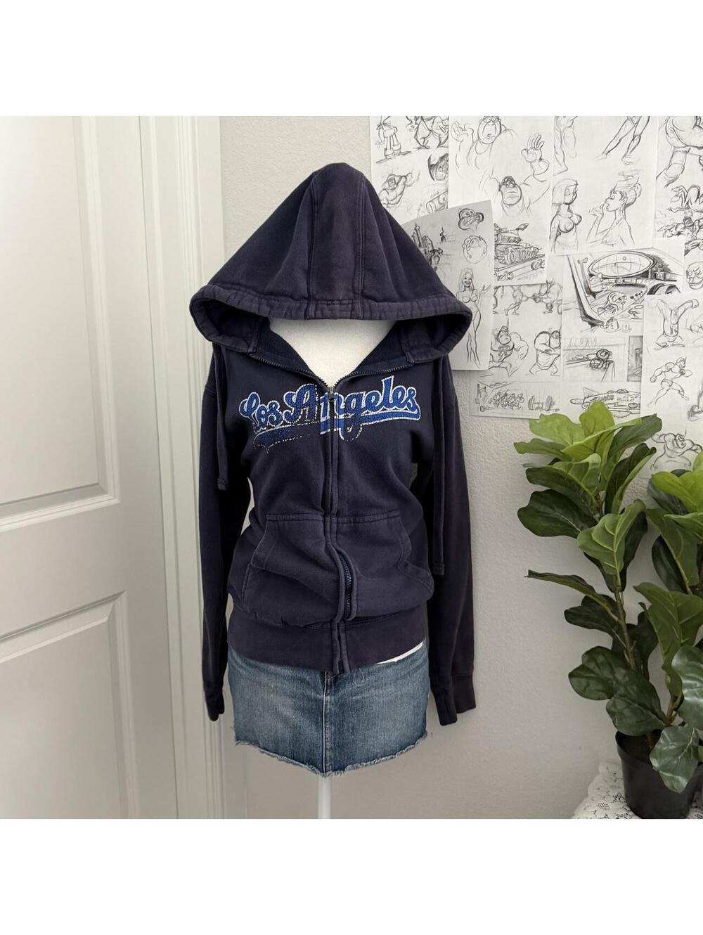 'Los Angeles' zip up graphic hoodie